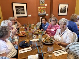 Group of women dining together at restaurant